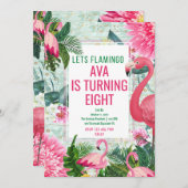 Flamingo Birthday Einladungskarte (Vorne/Hinten)
