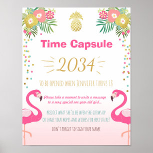Flamingo Birthday Gästebuch Time Kapsel Ananas