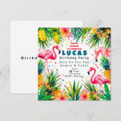 Flamingo Birthday Invitation – Personalized Kids Einladung (Vorne/Hinten)
