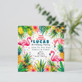 Flamingo Birthday Invitation – Personalized Kids Einladung (Stehend Vorderseite)