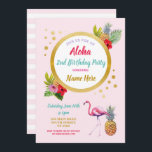 Flamingo Birthday Kids Pink Aloha Tropisches Party Einladung<br><div class="desc">Das elegante Aloha Tropical Party lädt ein,  perfekt für JEDES ALTER. Ändern Sie den Text,  um Ihr Party ! Rückdruck im Lieferumfang enthalten.</div>