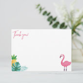 Flamingo Birthday Party - Danke, Flat Note Card Dankeskarte (Stehend Vorderseite)