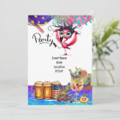 Flamingo Birthday Party Einladung (Stehend Vorderseite)