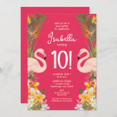 Flamingo Birthday Party Einladung (Vorne/Hinten)