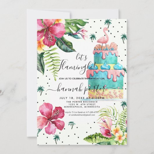 Flamingo Birthday Party Einladung (Vorderseite)