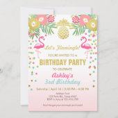 Flamingo Birthday Party Einladung Tropical Hawaii (Vorderseite)