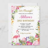 Flamingo Birthday Party Tropical Summer Floral Einladung (Vorderseite)
