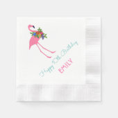 Flamingo Birthday Party zu Weihnachten Serviette (Vorderseite)