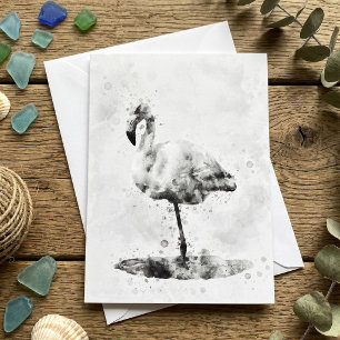 Flamingo Black and White Watercolor 01 Dankeskarte
