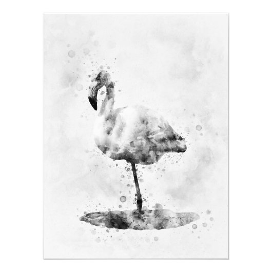 Flamingo Black and White Watercolor 01 Fotodruck (Vorne)