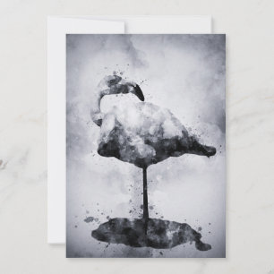 Flamingo Black and White Watercolor 02 Dankeskarte
