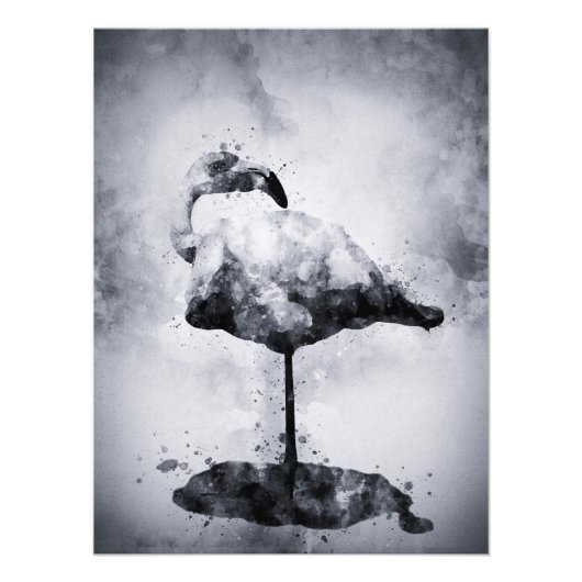 Flamingo Black and White Watercolor 02 Fotodruck (Vorne)