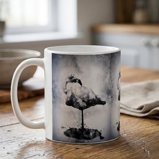 Flamingo Black and White Watercolor 02 Kaffeetasse