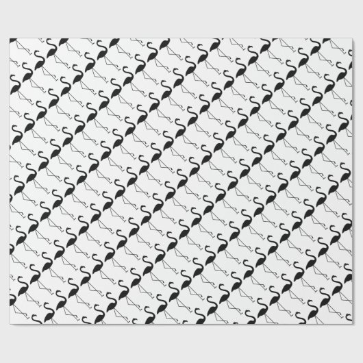 Flamingo Black and White Wrapping Paper Geschenkpapier (Flach)