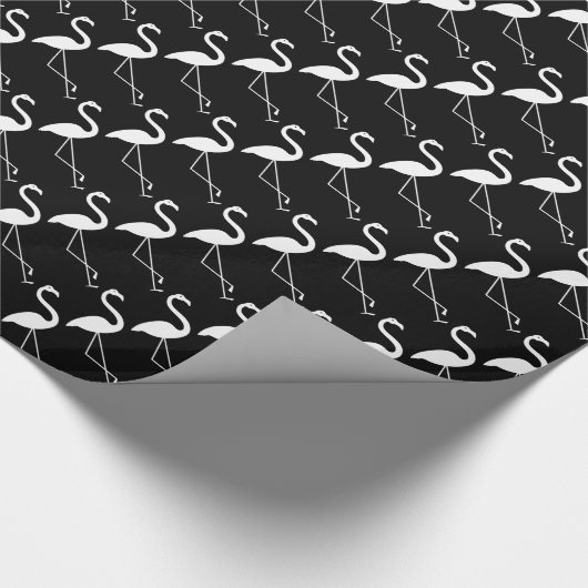 Flamingo Black Wrapping Paper Geschenkpapier (Ecke)