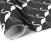 Flamingo Black Wrapping Paper Geschenkpapier (Rolleneckpunkt)