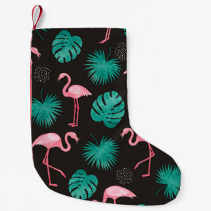 Flamingo, Blätter aus Palmen: tropische Wasserfarb Kleiner Weihnachtsstrumpf