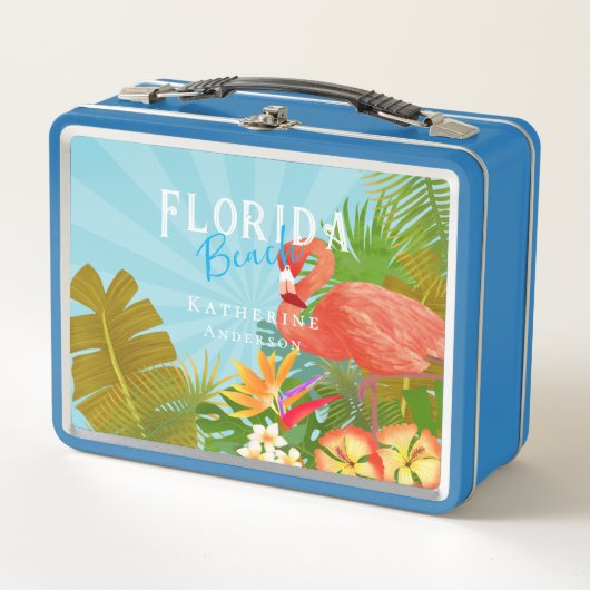 Flamingo Blau Metall Brotdose (Vorderseite)