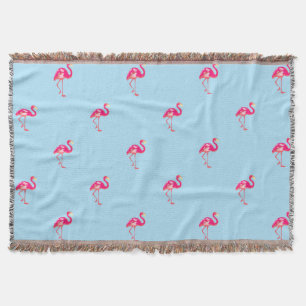 Flamingo, blaue und weiße Streifen Decke