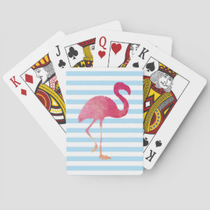 Flamingo, blaue und weiße Streifen Spielkarten