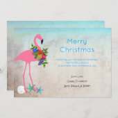 Flamingo Blauer Weihnachtsmarkt Flachgrubenkarten Feiertagskarte (Vorne/Hinten)