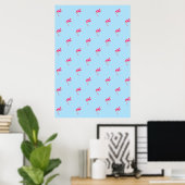 Flamingo, blaues Poster, Flamingo-Muster, Vögel Poster (Heimbüro)