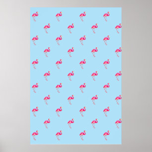 Flamingo, blaues Poster, Flamingo-Muster, Vögel Poster