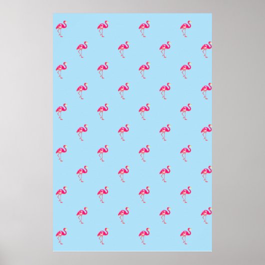 Flamingo, blaues Poster, Flamingo-Muster, Vögel Poster (Vorne)