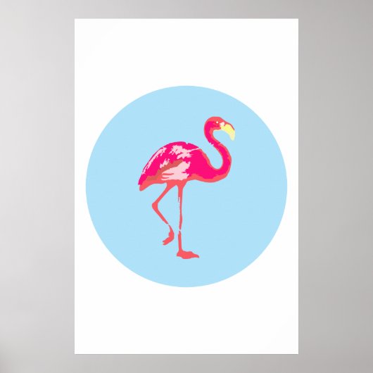 Flamingo, blaues Poster, tropisches Poster, Poster (Vorne)