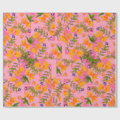 Flamingo Bloom Wrapping Paper Geschenkpapier (Flach)