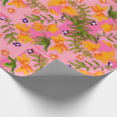 Flamingo Bloom Wrapping Paper Geschenkpapier (Ecke)