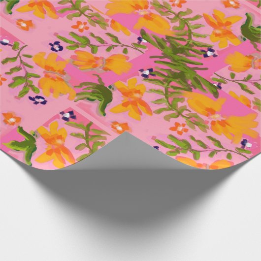 Flamingo Bloom Wrapping Paper Geschenkpapier (Ecke)