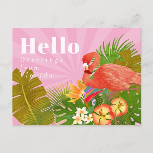 Flamingo Blue Hello Postkarte (Vorderseite)