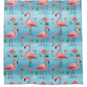 Flamingo Blue Water Pattern Duschvorhang (Vorderseite)