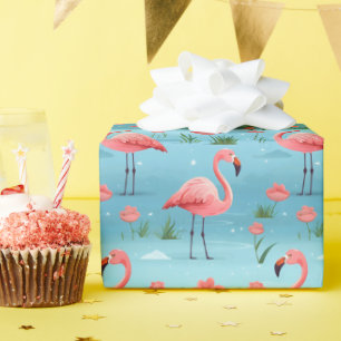 Flamingo Blue Water Pattern Geschenkpapier