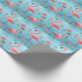 Flamingo Blue Water Pattern Geschenkpapier (Ecke)