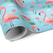 Flamingo Blue Water Pattern Geschenkpapier (Rolleneckpunkt)