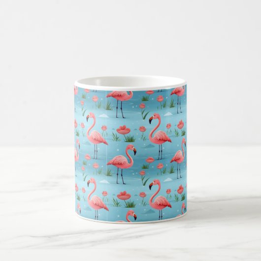 Flamingo Blue Water Pattern Kaffeetasse (Mittel)