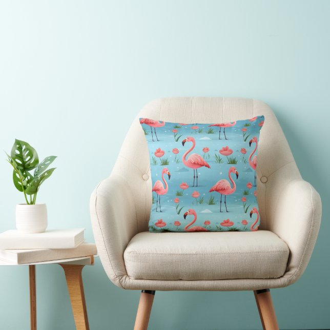 Flamingo Blue Water Pattern Kissen (Stuhl )