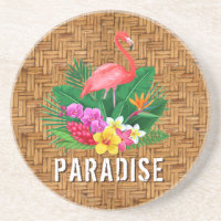 Flamingo-Blume auf Wicker-Muster
