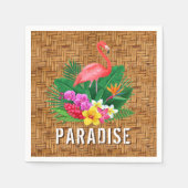 Flamingo-Blume auf Wicker-Muster Serviette (Vorderseite)