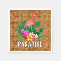 Flamingo-Blume auf Wicker-Muster