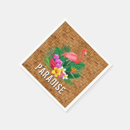 Flamingo-Blume auf Wicker-Muster Serviette (Ecke)