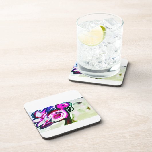 Flamingo Blume joy Getränkeuntersetzer (Rechte Seite)