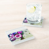 Flamingo Blume joy Glasuntersetzer (Schrägansicht)