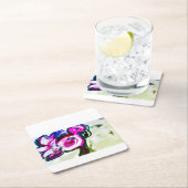 Flamingo Blume joy Rechteckiger Pappuntersetzer (Vor Ort)