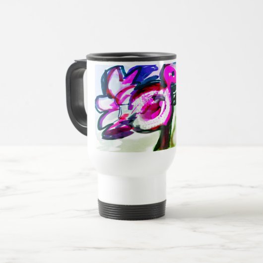 Flamingo Blume joy Reisebecher (Vorderseite Links)