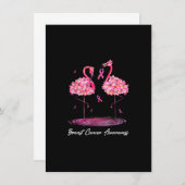 Flamingo Blume rosa Ribbon Brustkrebs Awarene Einladung (Vorne/Hinten)