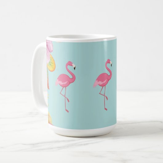 Flamingo-Blumenkaffee-Tasse Kaffeetasse (Vorderseite Links)