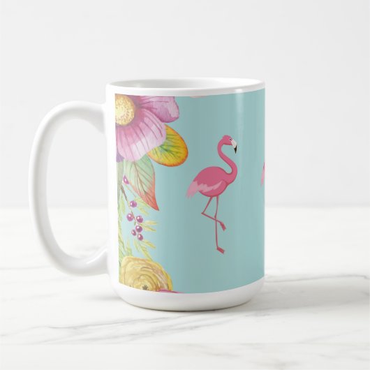 Flamingo-Blumenkaffee-Tasse Kaffeetasse (Links)